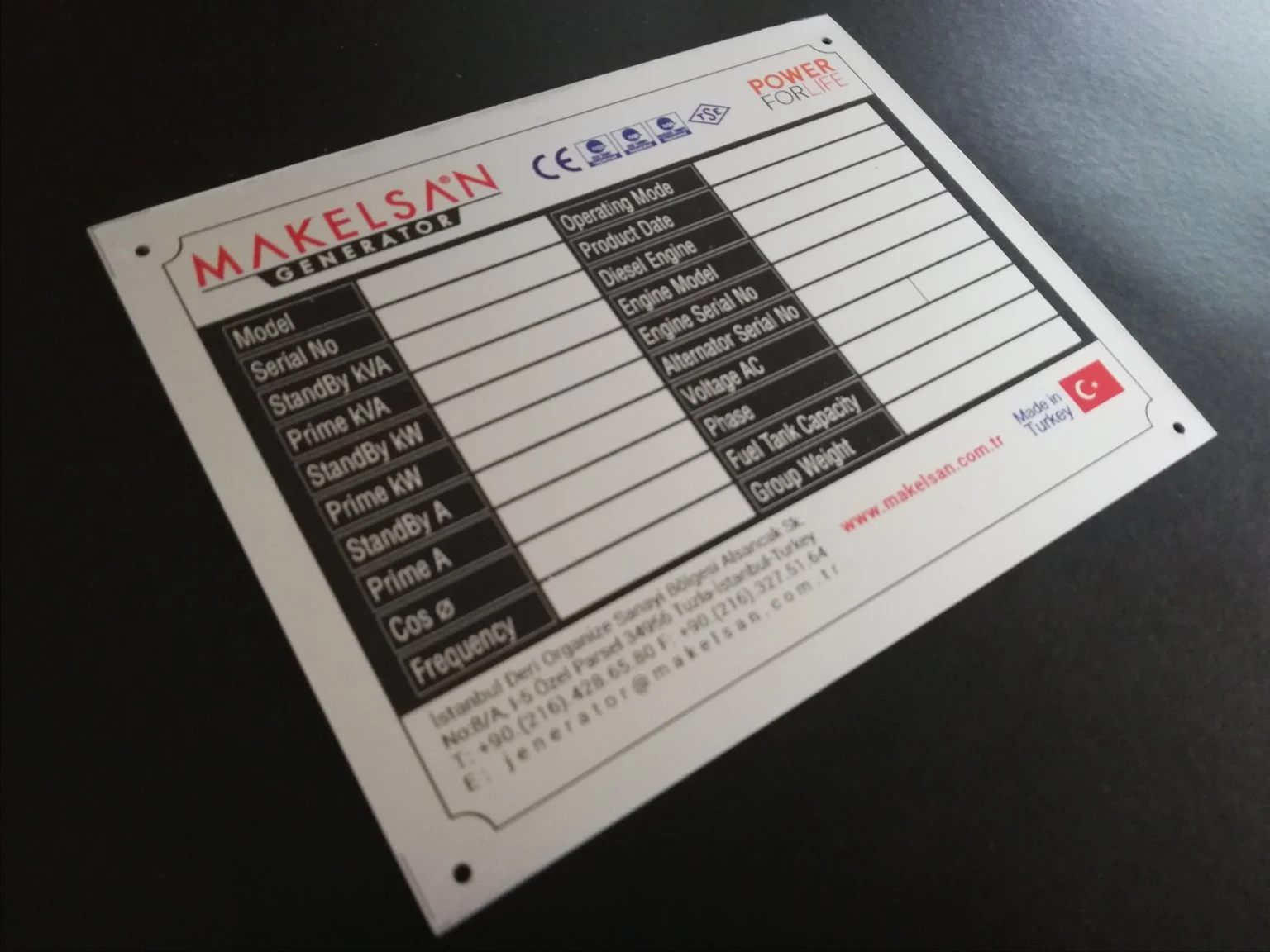 Aluminium-Metall-Typenschild, UV-Digitaldruck-Typenschild für Industriemaschinen